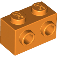 Lego kostka (kostička) 1x2 s nopy na jedné straně, oranžová (6223454)